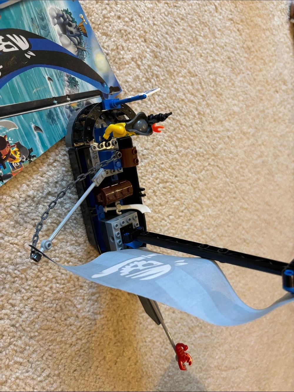 Lego Black and Blue Pirate Ship with Skull Sail